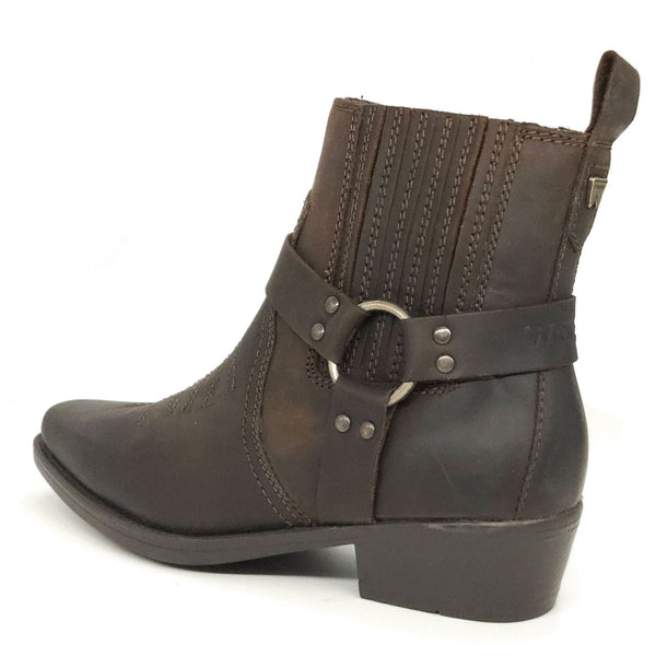 Wrangler Tex Strap Mid Cowboy Western Pull On Chelsea Leather Boots
