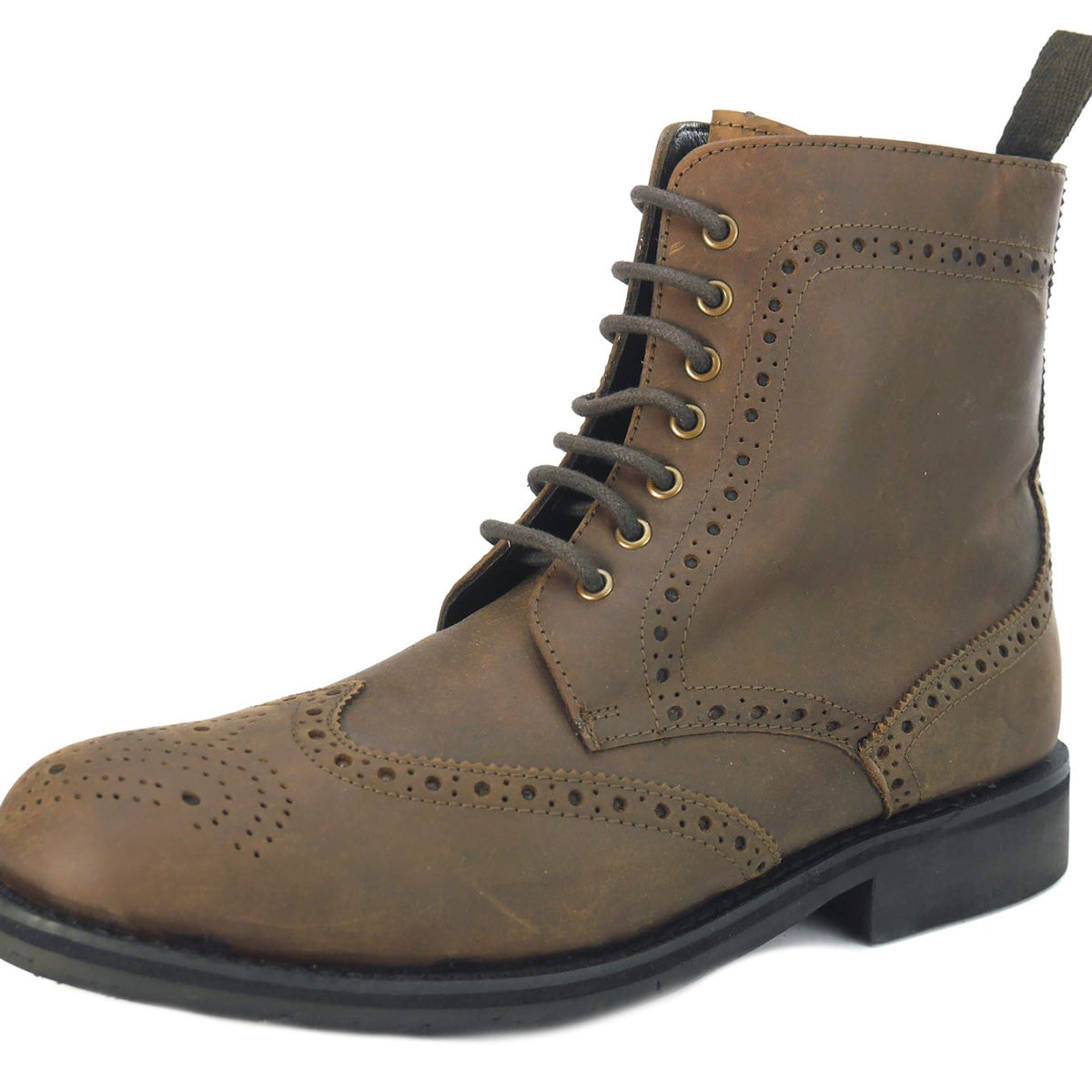 Frank James Benchgrade Cotswold Leather Welted Lace Up Brogue Rubber Sole Dealer Boots