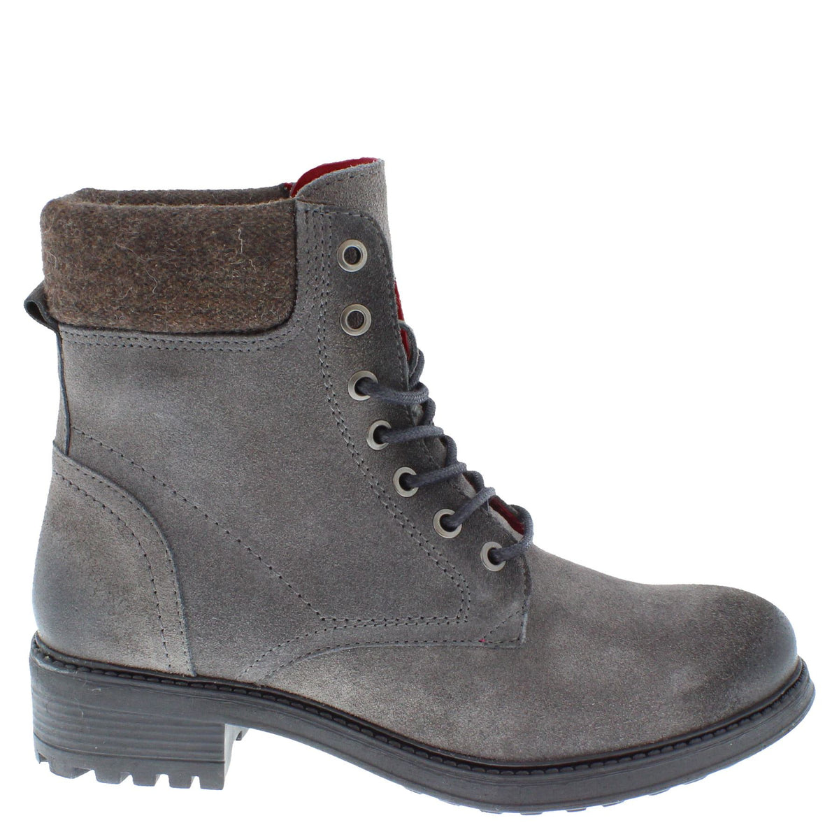 Frank James Warwick Suede Leather Womens Lace Up Block Heel Ankle Boots