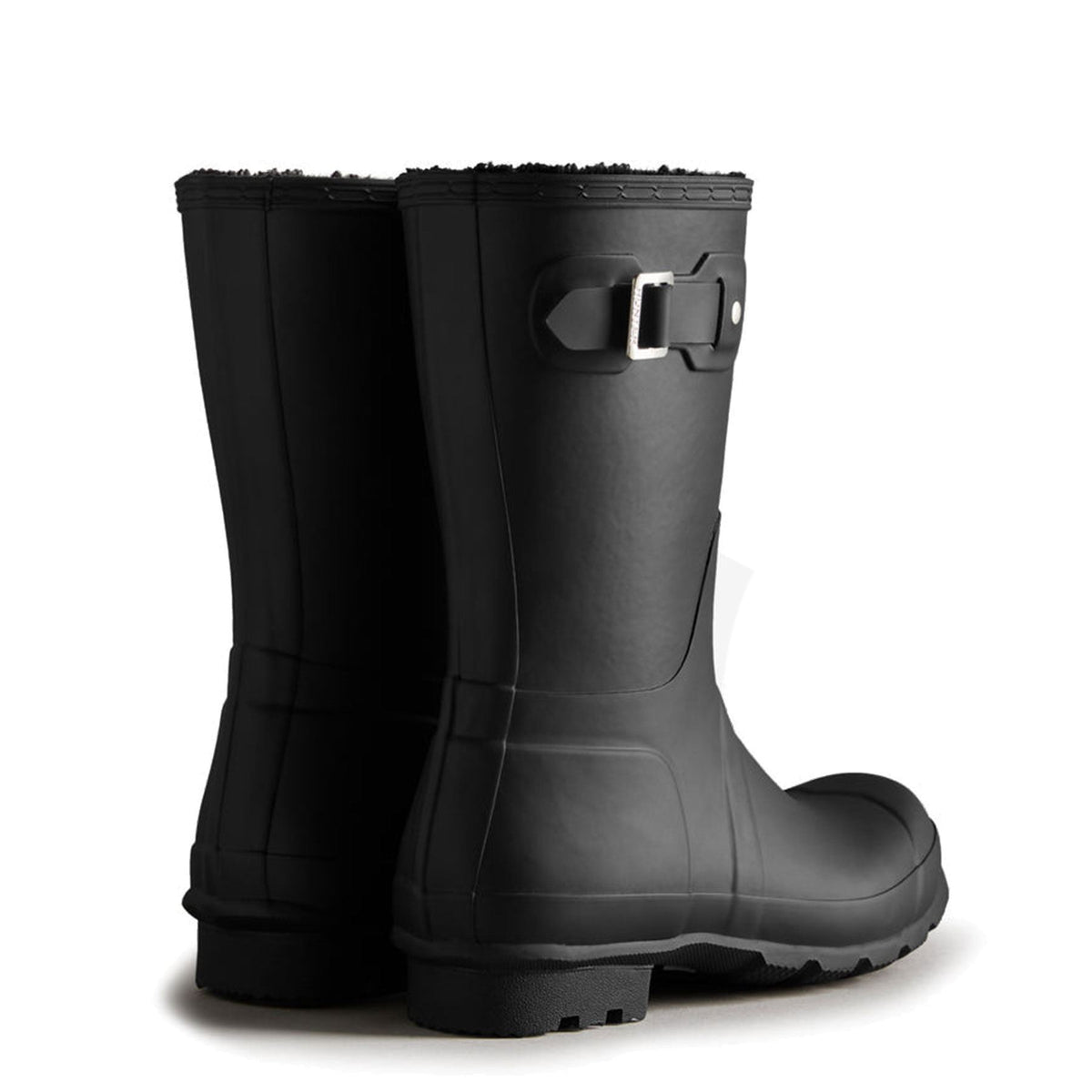Mens Hunter Original Short Insulated Shearling Lined Winter Wellington Boots Black