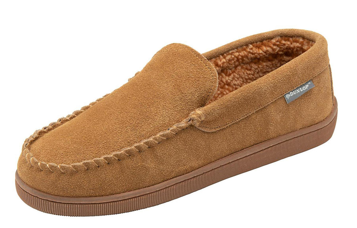 Dunlop Nathan Suede Leather Mens Memory Foam Loafer Slippers