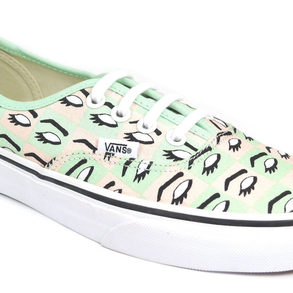 VANS Authentic Kendra Dandy Mod Eye Teal White Lace Up Womans Trainers Canvas