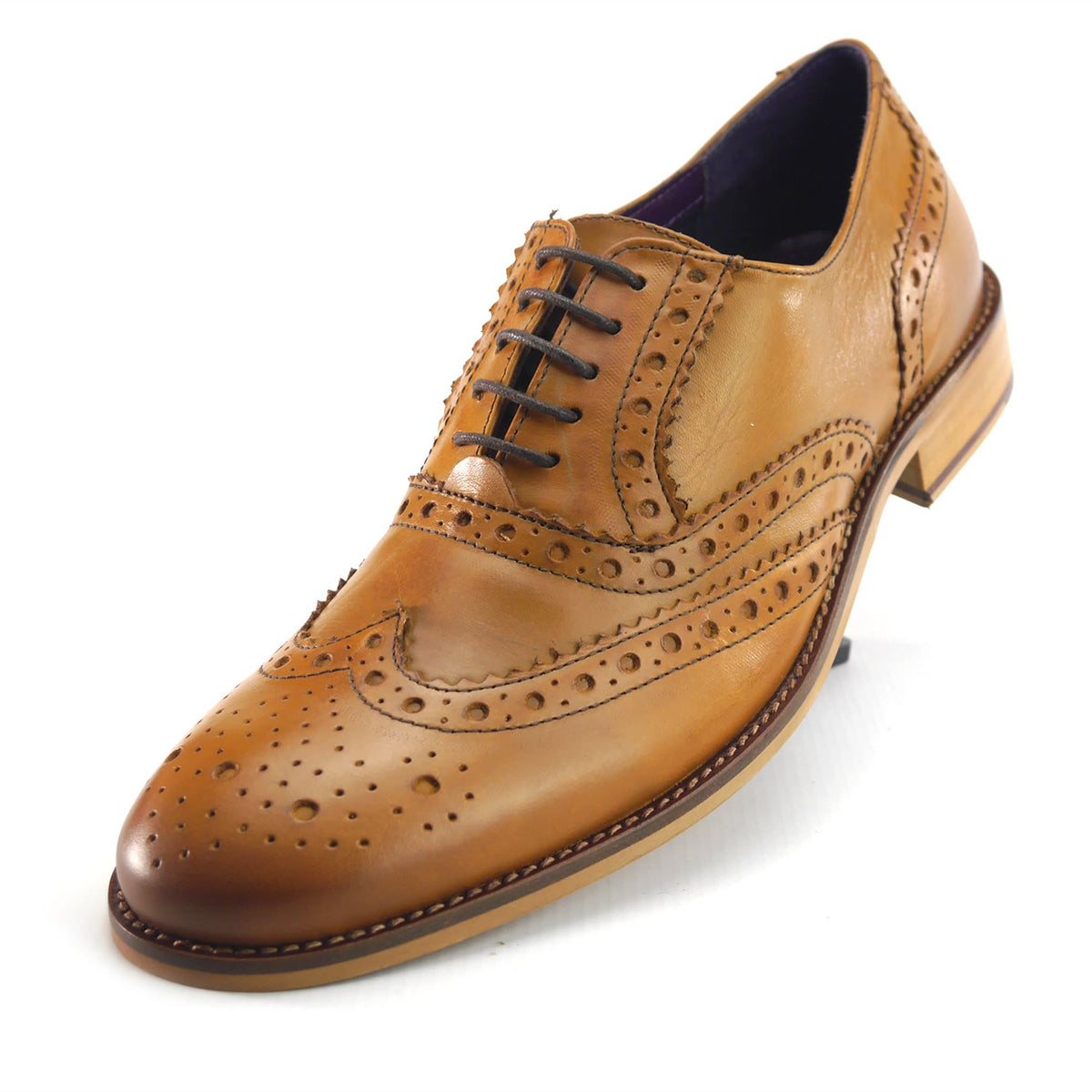 Frank James Redford Mens Leather Lace Up Wingtip Formal Gatsby Evening Brogue Shoes