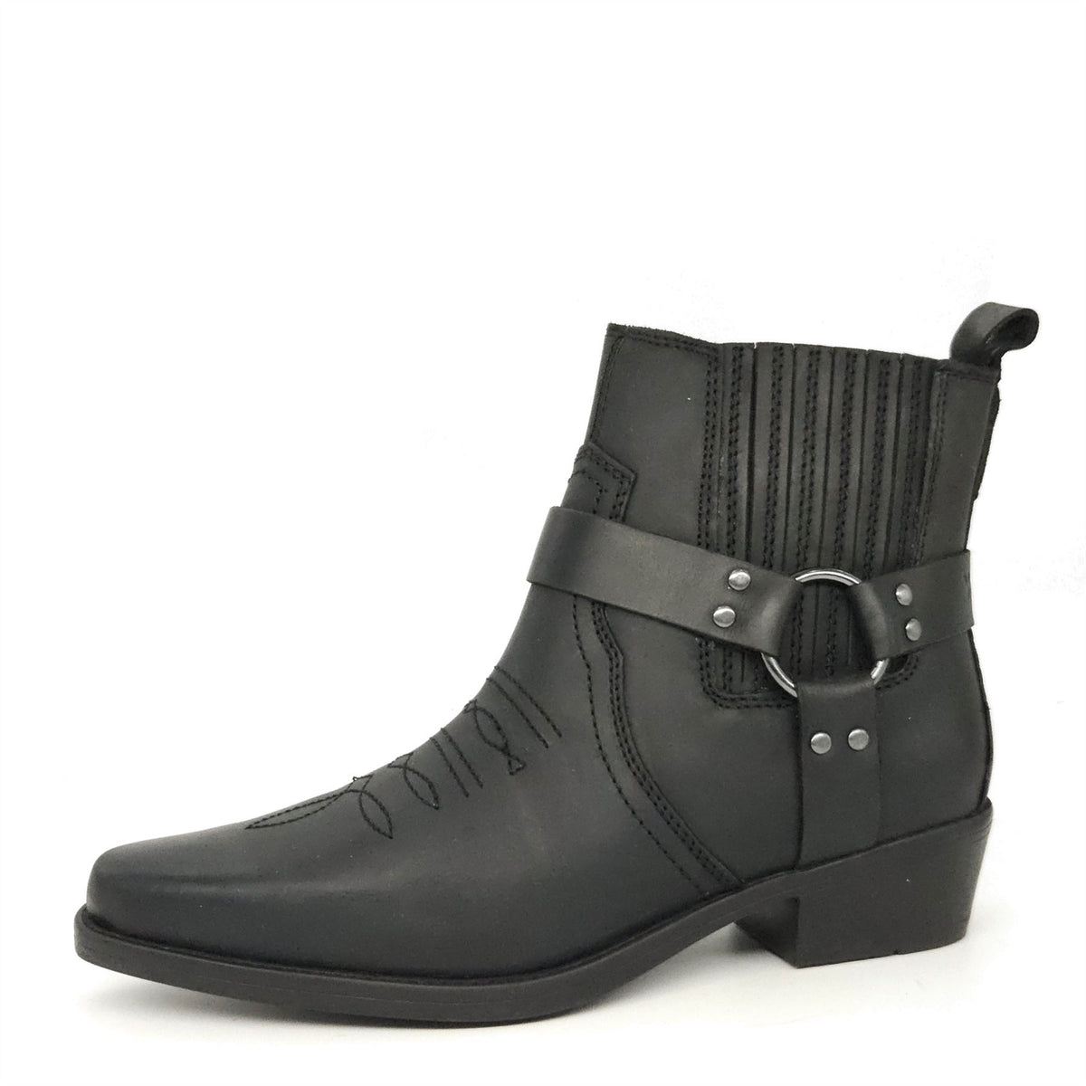Wrangler Tex Strap Mid Cowboy Western Pull On Chelsea Leather Boots