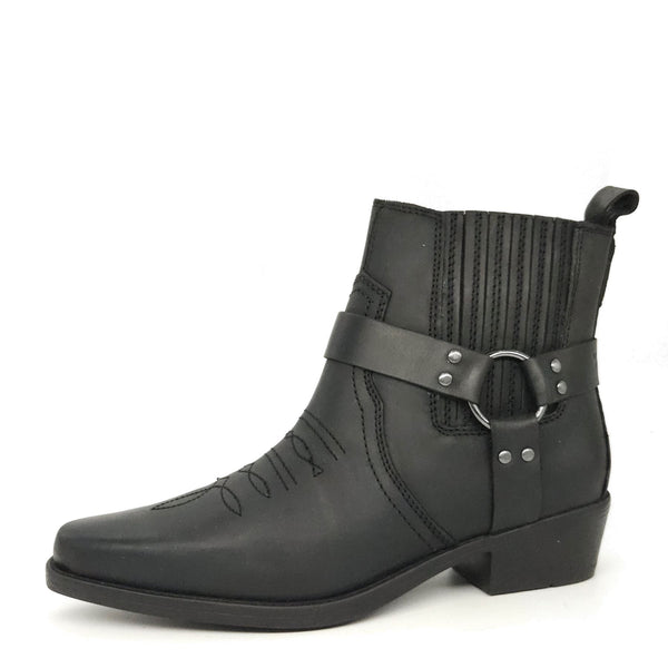 Wrangler Tex Strap Mid Cowboy Western Pull On Chelsea Leather Boots