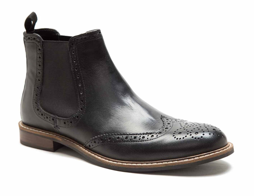Thomas Crick Downton Brogue Mens Chelsea Pull On Leather