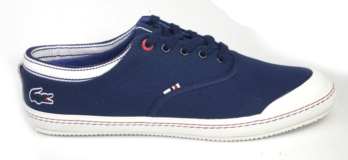 Lacoste Manville Tennis AP SRM Mens Canvas Shoes Navy Blue Trainers