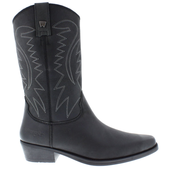 Wrangler Tex Hi Mens Leather Pull on Pointed Cowboy Western Boots