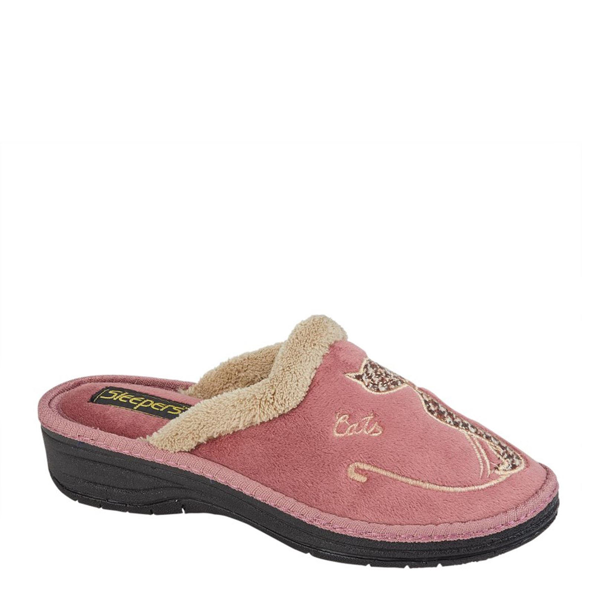 Sleepers Lorna Cat Motif Cuff Mule Slippers