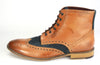 London Brogues Mens Leather Lace Up Wingtip Formal Gatsby Hi Brogue Boots