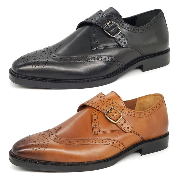 HX London Barnet Monk Strap Brogue Shoes