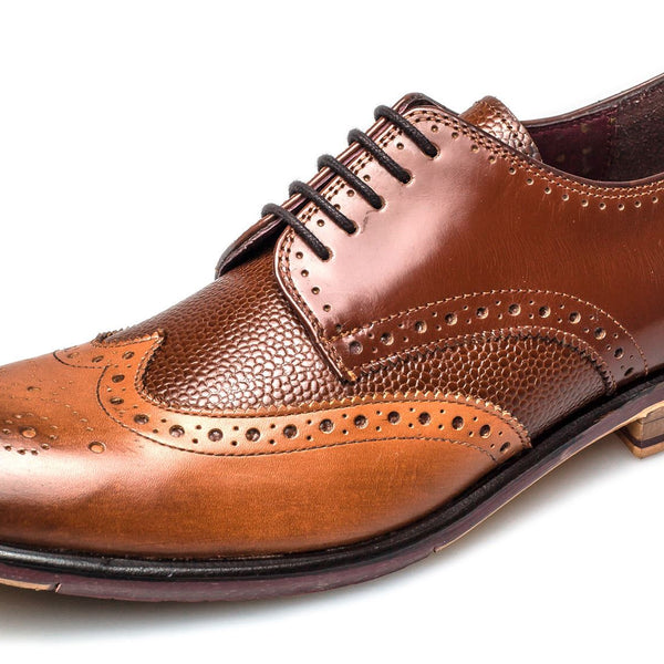 London Brogues Lincoln 5 Eye Mens Leather Sole Derby Shoes
