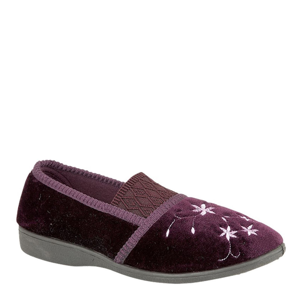 Zedzzz Joanna Embroidered Centre Gusset Slippers
