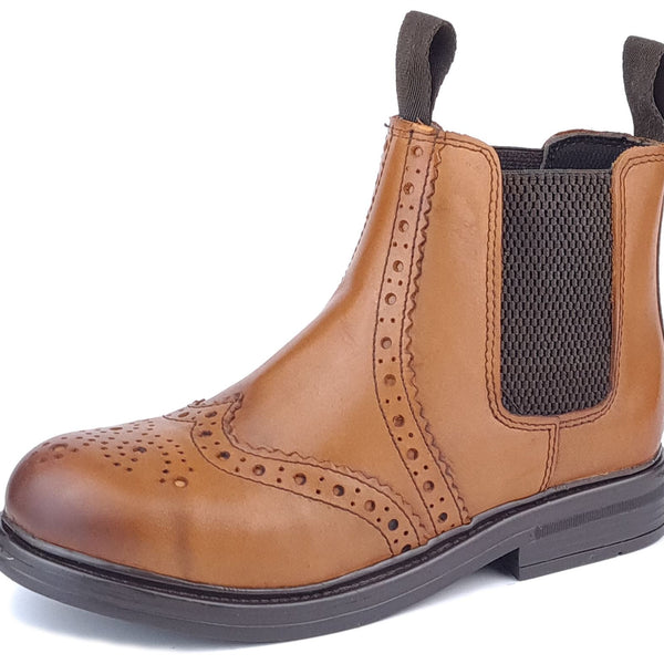 Frank James Wrexham Boys Girls Brogue Chelsea Leather Jodphur Ankle Pull On Boots