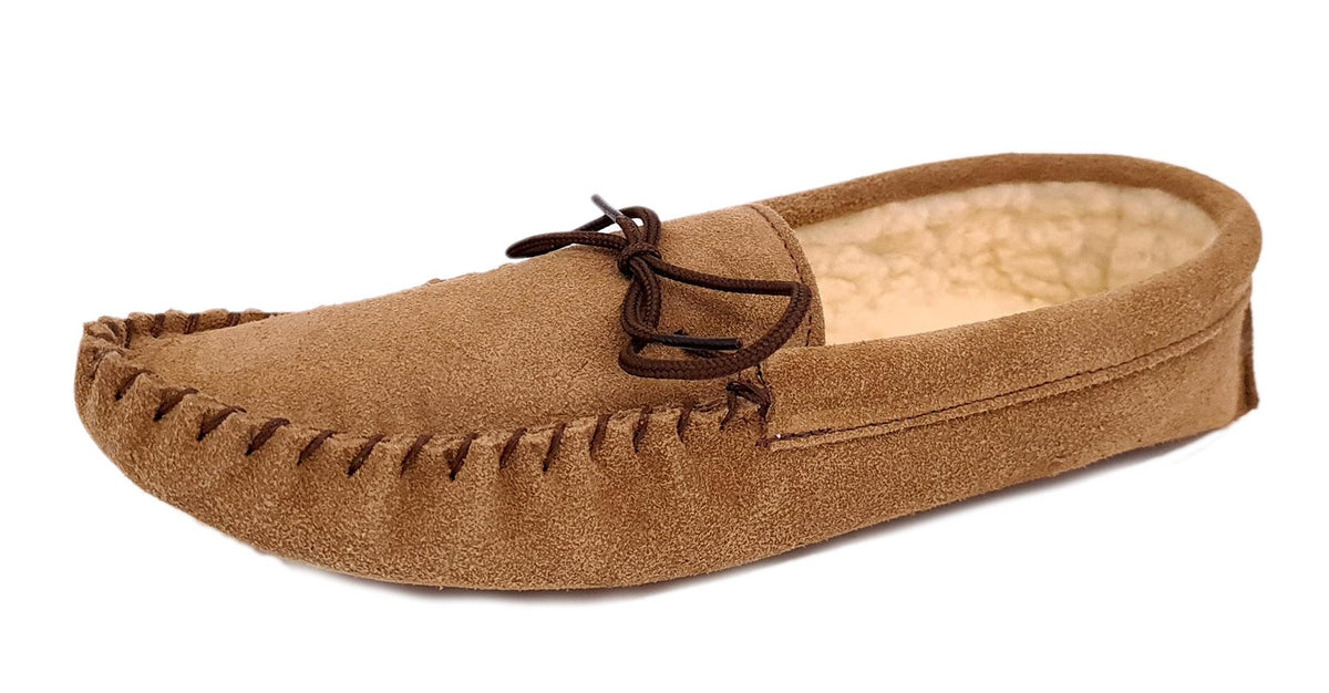 Coopers Suede Fleece Lined Soft Sole Mens Moccasin Slippers Made In England