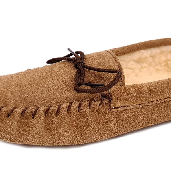 Coopers Suede Fleece Lined Soft Sole Mens Moccasin Slippers Made In England