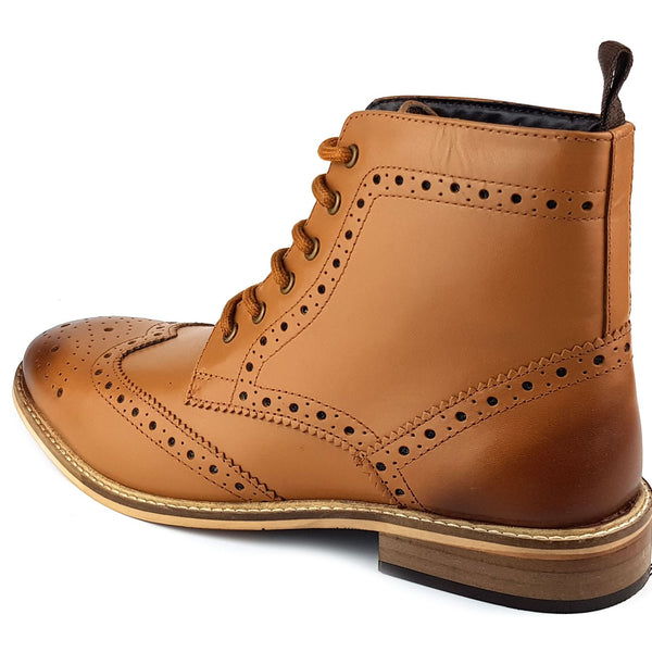 Frank James Kensington Mens Lace Brogue Leather Boots