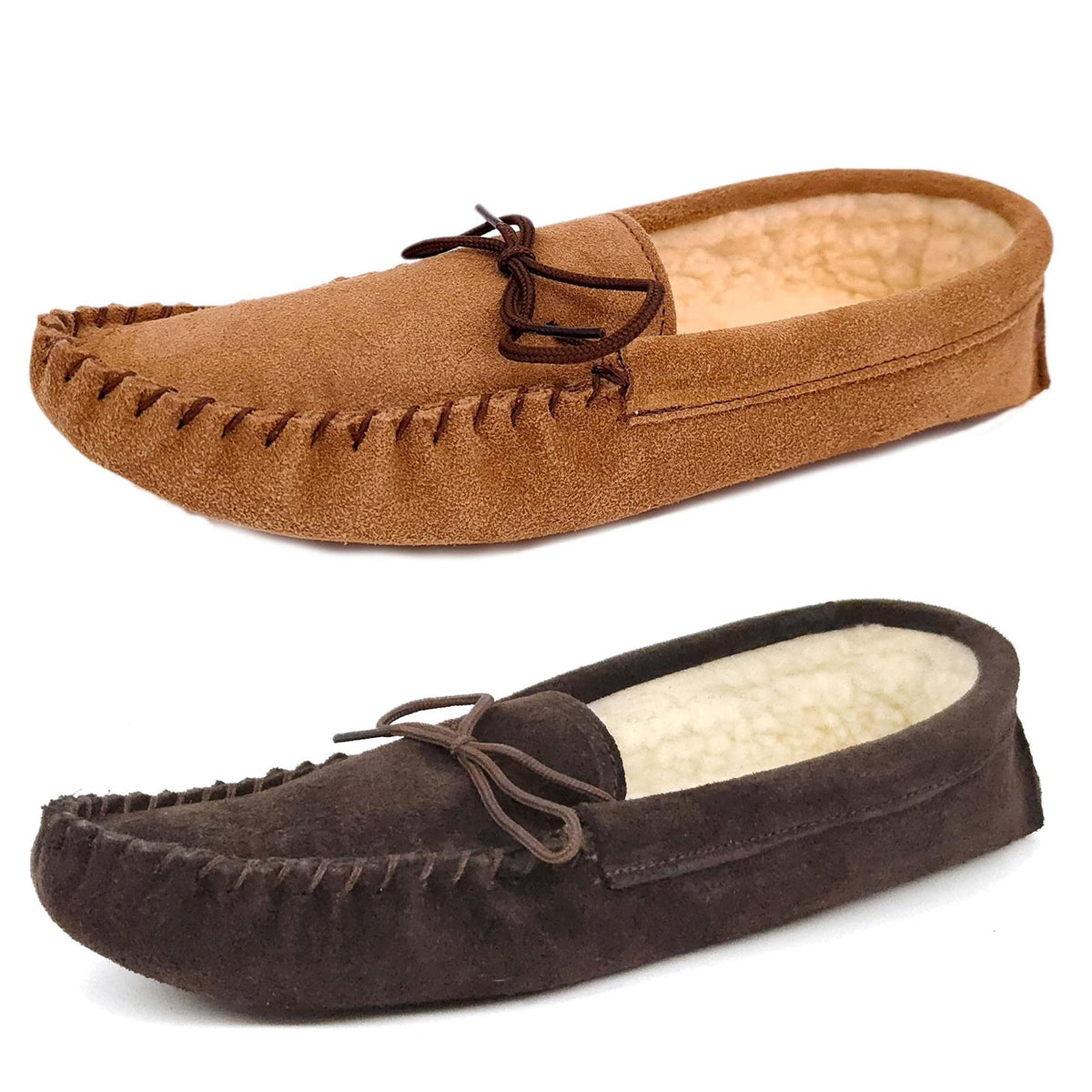 Coopers Suede Fleece Lined Soft Sole Mens Moccasin Slippers Made In England