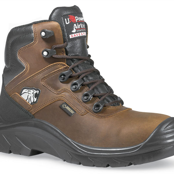 U-Power Climb Gore-Tex Metal Free Brown Grain Leather Mens Safety Toecap Boots