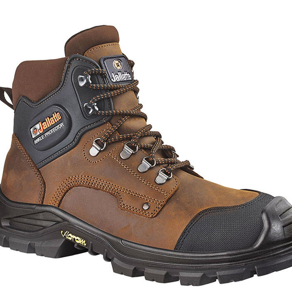 Jallatte Jalirok S3 Brown Leather Vibram Steel Safety Toecap Lace Up Mens Work Boots