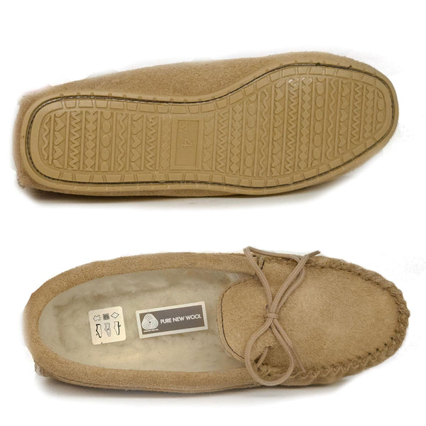 Coopers Suede Wool Lined Ladies Pink Moccasin Slippers Made In England