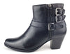 Frank James Kelso Leather Womens Western Zip Ankle Buckle Boots