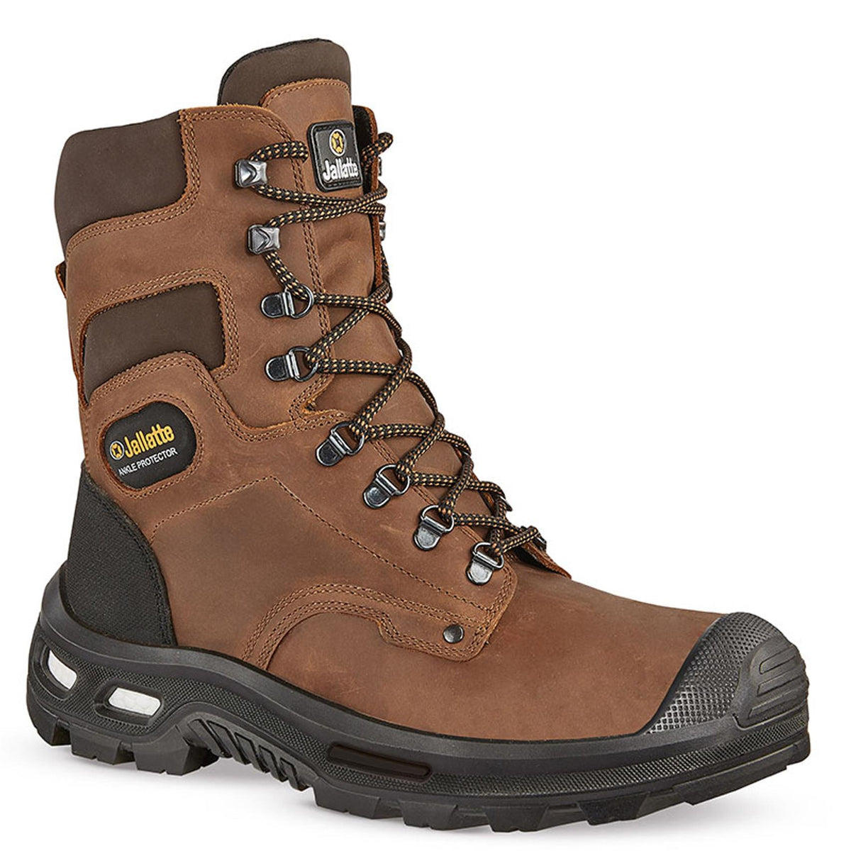 Jallatte Jalbarad S3 Hi Leg Safety Zip Brown Leather Work Toecap Midsole Boots Infinergy