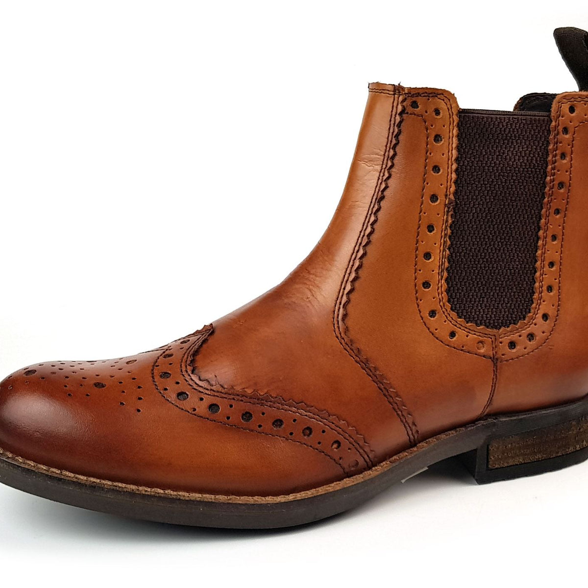 Roamers M980 Mens Brogue Chelsea Dealer Cleated Sole Boots
