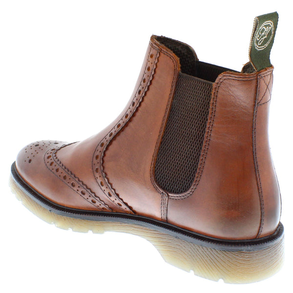 Frank James Warkton Leather Pull On Mens Brogue Chelsea Boots