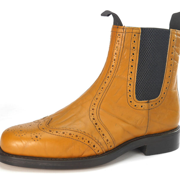 Charles Horrel England CH2003 Welted Brogue Chelsea Tan Mustang Leather Sole
