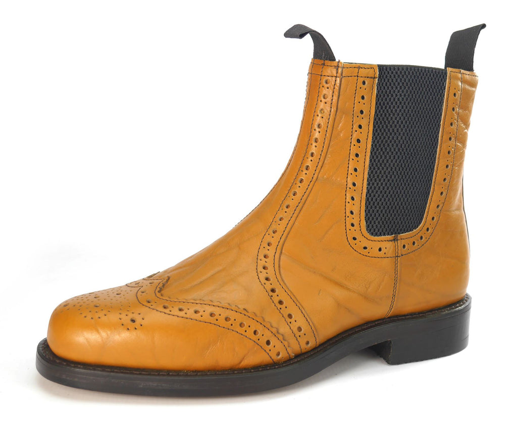 Horrel Charles Horrel England CH2003 Welted Brogue Chelsea Tan Mustang Leathe ...