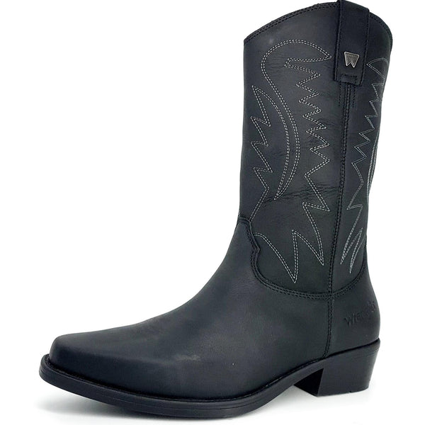 Wrangler Tex Hi Mens Leather Pull on Pointed Cowboy Western Boots