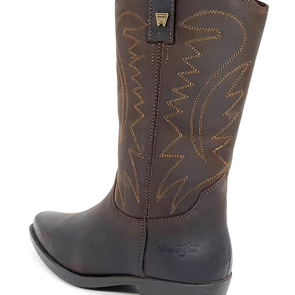 Wrangler Tex Hi Mens Leather Pull on Pointed Cowboy Western Boots