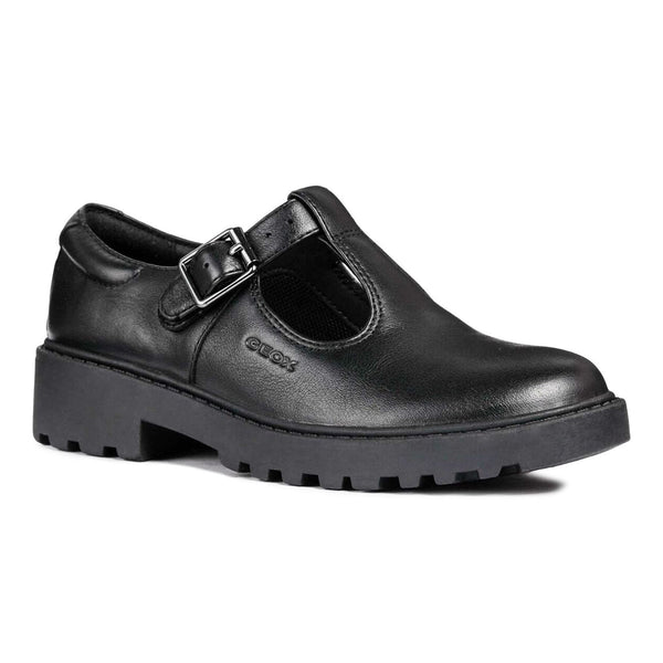 Geox Girls School Black Buckle J Casey G. E Shoes