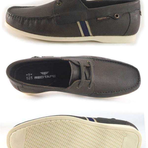 Red Tape Crick Mens Casual Leather Pepperpot Lace Up Boat Shoes