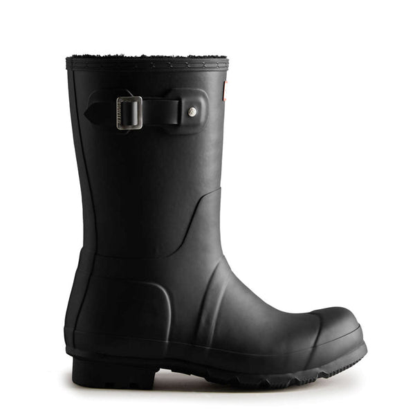 Mens Hunter Original Short Insulated Shearling Lined Winter Wellington Boots Black