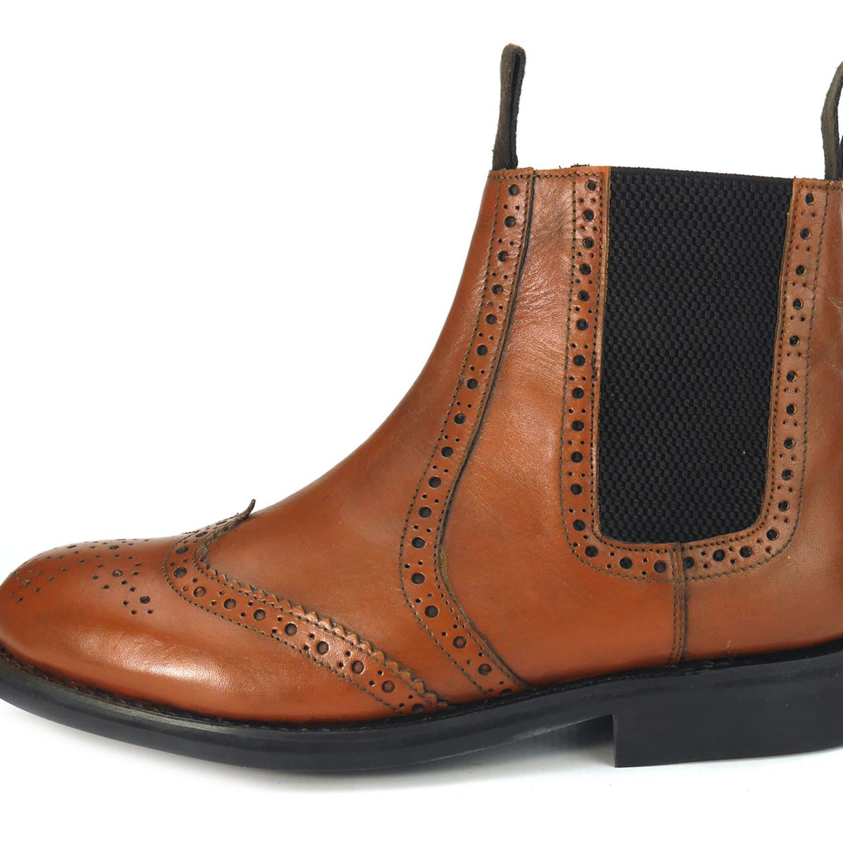 Frank James Benchgrade Evesham Leather Welted Chelsea Brogue Dealer Boots Rubber Sole