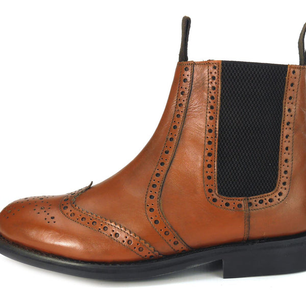 Frank James Benchgrade Evesham Leather Welted Chelsea Brogue Dealer Boots Rubber Sole