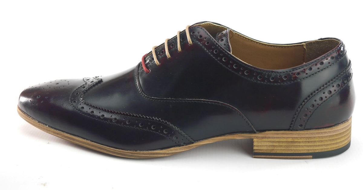 Frank James Norbury Leather Hi Shine Lace Up Mens Brogue Shoes