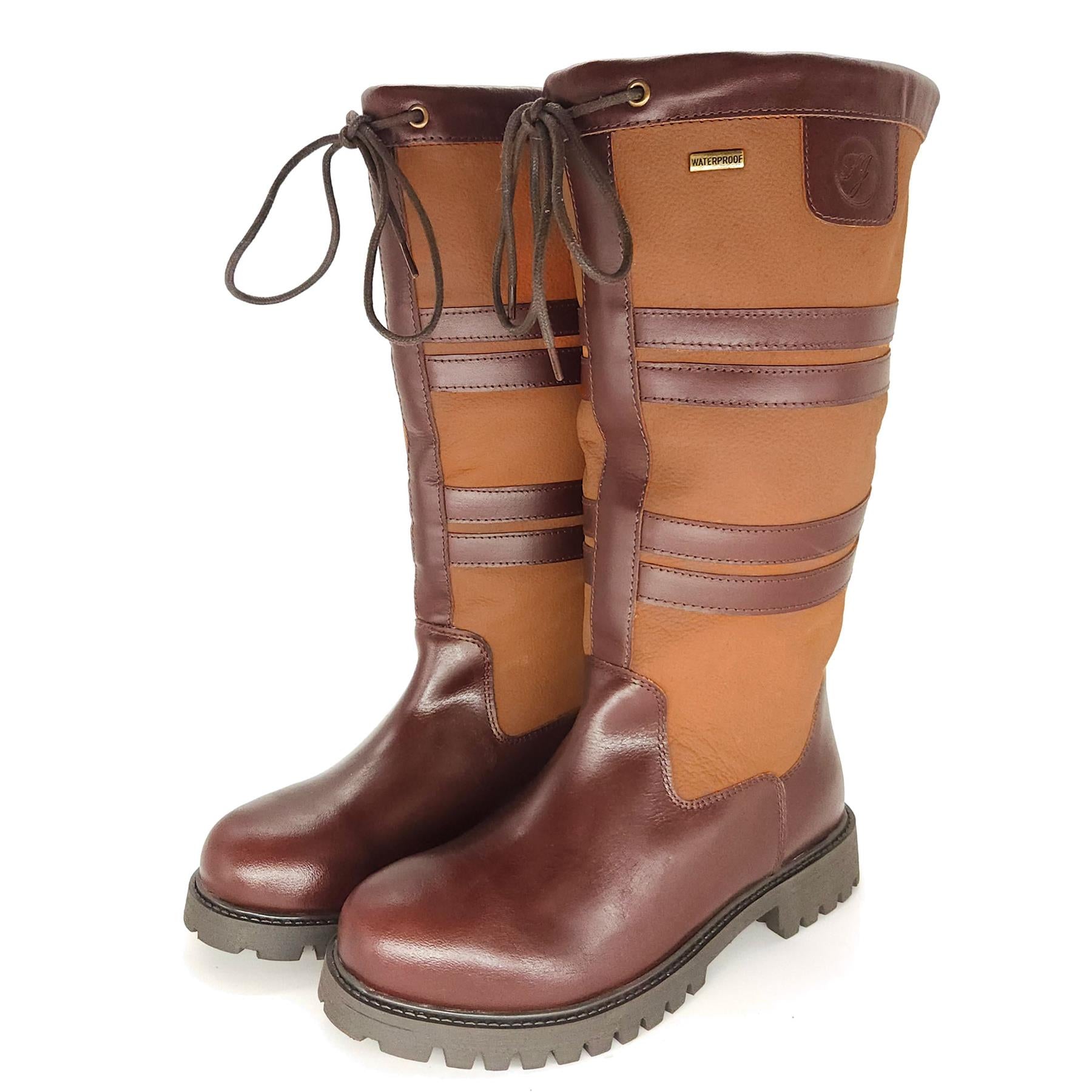 Frank James Burghley Equestrian Leather Country Long Boots Waterproof Foot Box