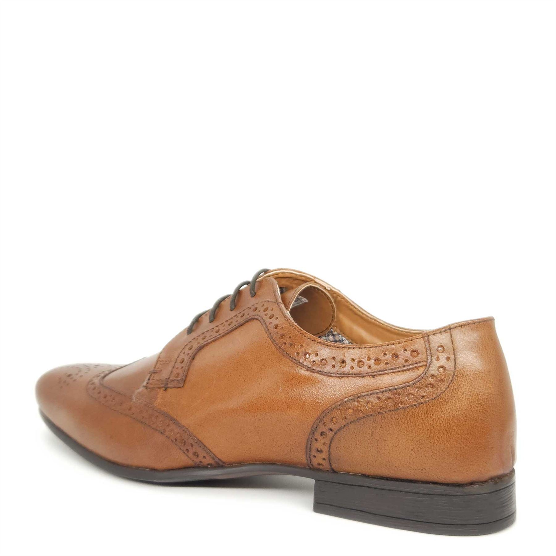 Red Tape Crick Leeson Mens Wing Cap 4 Eye Leather Brogue Lace Up Shoes Foot Box