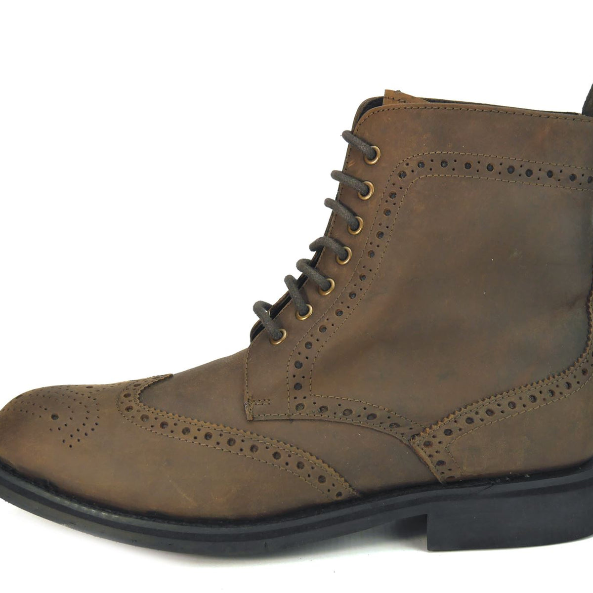 Frank James Benchgrade Cotswold Leather Welted Lace Up Brogue Rubber Sole Dealer Boots