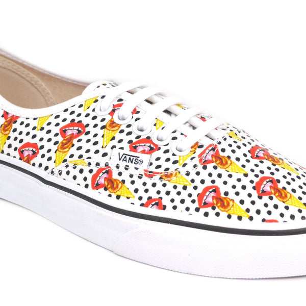 VANS Authentic Kendra Dandy Scream Lips White Lace Up Womans Trainers Canvas