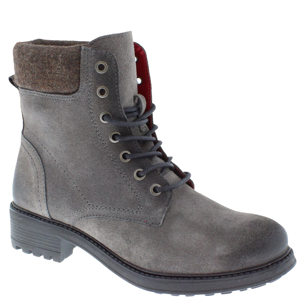 Frank James Warwick Suede Leather Womens Lace Up Block Heel Ankle Boots