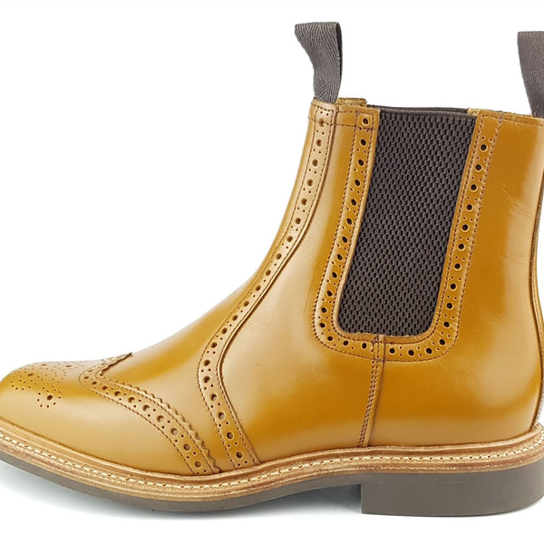 Charles Horrel England CH2008 Brogue Leather Welted Mens Chelsea Commando Boots