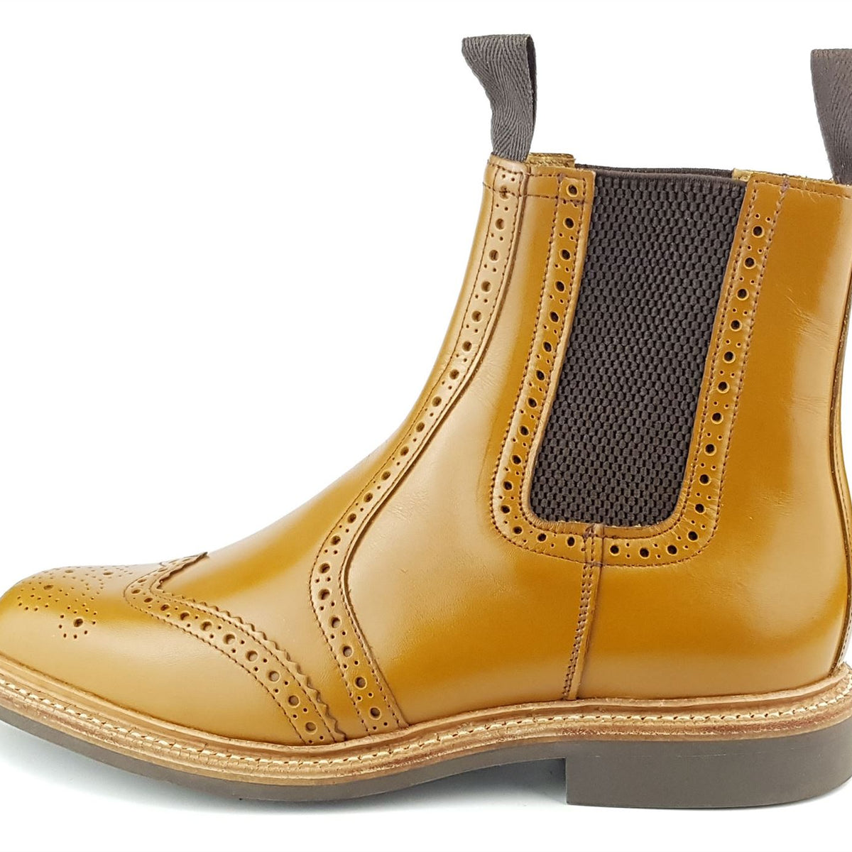 Charles Horrel England CH2008 Brogue Leather Welted Mens Chelsea Commando Boots