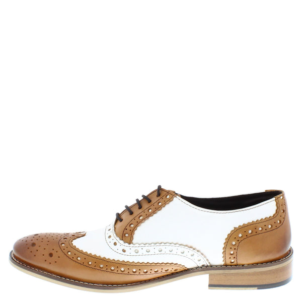 Frank James Redford Mens Leather Lace Up Wingtip Formal Gatsby Evening Brogue Shoes