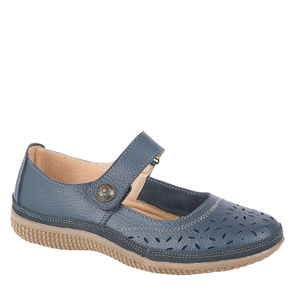 Boulevard L 408 Touch Fastening Perforated Wide Fit Casual Sandals