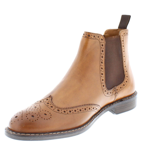 Thomas Crick Downton Brogue Mens Chelsea Pull On Leather
