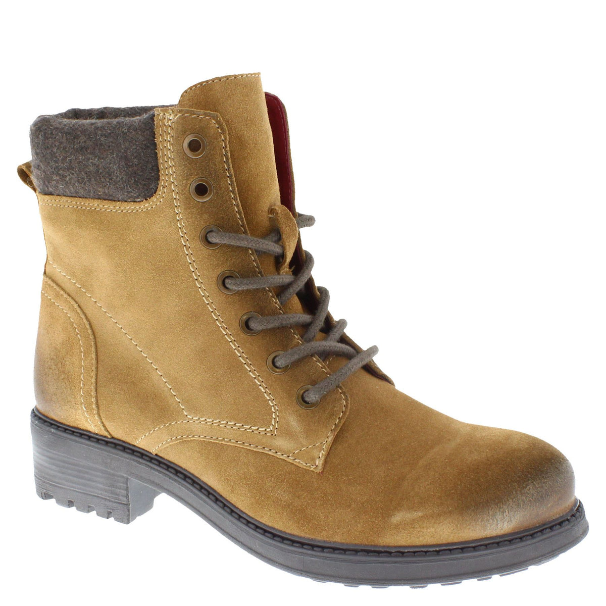 Frank James Warwick Suede Leather Womens Lace Up Block Heel Ankle Boots